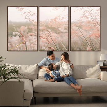 79164340-MGV-CV-36X24-Pastel Grasses Wall Art Canvas Print, Framed Soft Meadow Art Picture Print, Field in Breeze Perfect Pastel Minimal Decor Artwork