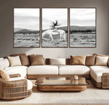 62789800-MGV-CV-36X24-White Horse Wall Art Canvas Print, Framed Woman Rider Art Picture Print, Equestrian Pose Perfect Western Boho Decor Artwork