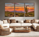 25332783-MGV-CV-36X24-Saguaro Cactus Wall Art Canvas Print, Framed Arizona Sunset Art Picture Print, Sonoran Desert Perfect Southwestern Boho Decor