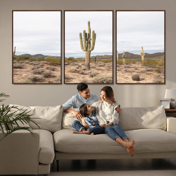 96147924-MGV-CV-36X24-Saguaro Cactus Wall Art Canvas Print, Framed Desert Cactus Art Picture Print, Earthy Desert Perfect Southwestern Boho Decor