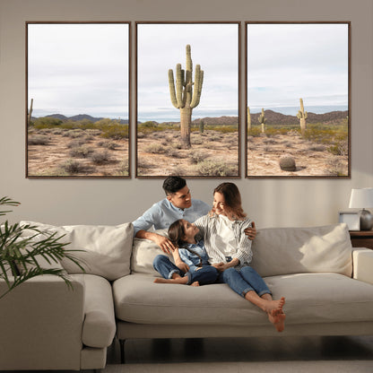 96147924-MGV-CV-36X24-Saguaro Cactus Wall Art Canvas Print, Framed Desert Cactus Art Picture Print, Earthy Desert Perfect Southwestern Boho Decor