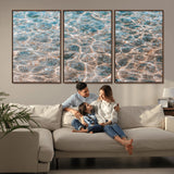 26580287-MGV-CV-36X24-Clear Water Wall Art Canvas Print, Framed Sunlit Ripples Art Picture Print, Ocean Texture Perfect Modern Coastal Decor Artwork