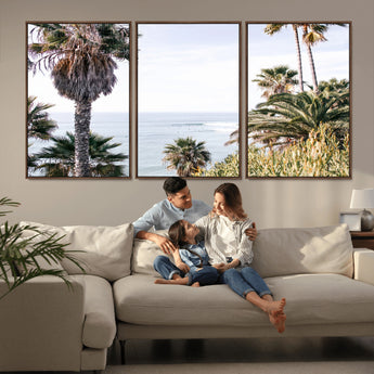 51404565-MGV-CV-36X24-Palm Trees Wall Art Canvas Print, Framed Ocean Breeze Art Picture Print, Coastal View Perfect Tropical Coastal Decor Artwork