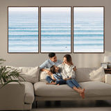 77145995-MGV-CV-36X24-Ocean Simplicity Wall Art Canvas Print, Framed Surfer on Water Art Picture Print, Light Blue Perfect Coastal Minimalist Decor