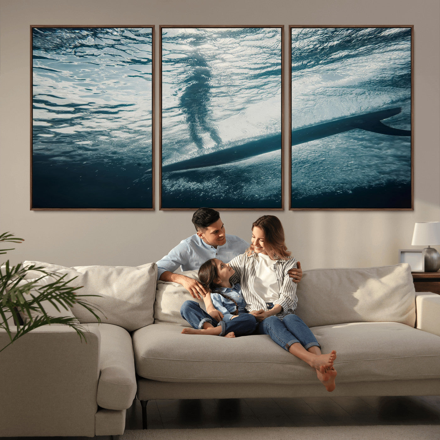 71192524-MGV-CV-36X24-Submerged Surf Wall Art Canvas Print, Framed Underwater Perspective Art Picture Print, Ocean Surf Perfect Coastal Adventure Decor