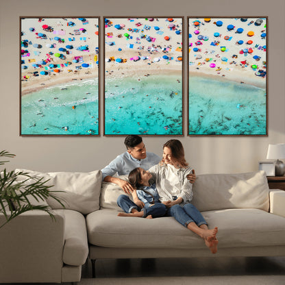 76172085-MGV-CV-36X24-Tropical Shoreline Wall Art Canvas Print, Framed Beach Relaxing Art Picture Print, Aerial Summer Perfect Coastal Vibrant Decor