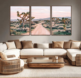 12540952-MGV-CV-36X24-Joshua Tree Park Wall Art Canvas Print, Framed Desert Road Art Picture Print, Sunset Drive Perfect Southwestern Boho Decor Artwork
