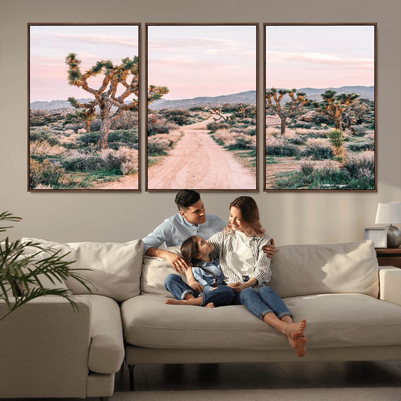 12540952-MGV-CV-36X24-Joshua Tree Park Wall Art Canvas Print, Framed Desert Road Art Picture Print, Sunset Drive Perfect Southwestern Boho Decor Artwork