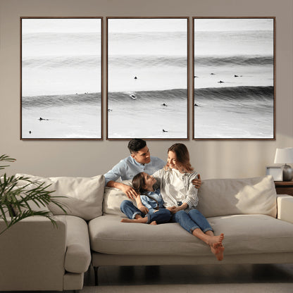 54291445-MGV-CV-36X24-Black White Ocean Wall Art Canvas Print, Framed Coastal Sport Art Picture Print, Ocean Culture Perfect Minimalist Coastal Decor