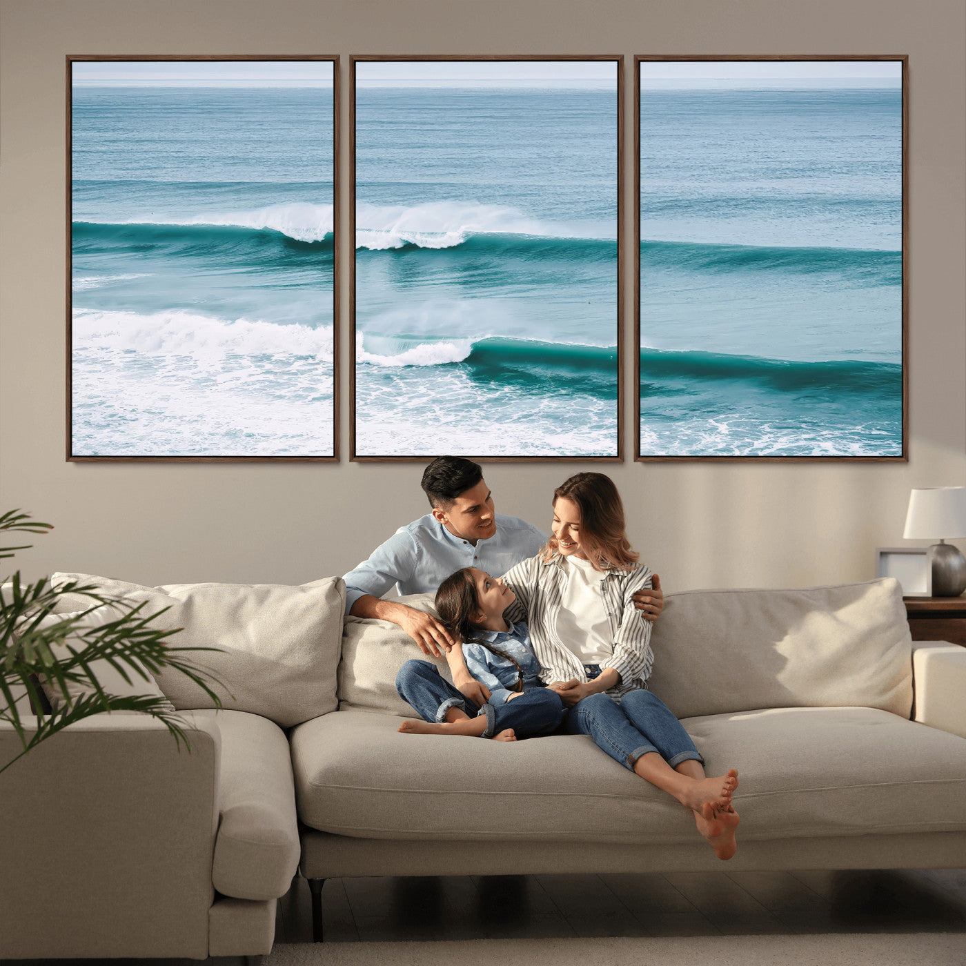 73692470-MGV-CV-36X24-Ocean Swell Wall Art Canvas Print, Framed Surf Waves Art Picture Print, Blue Water Perfect Coastal Dynamic Decor Artwork
