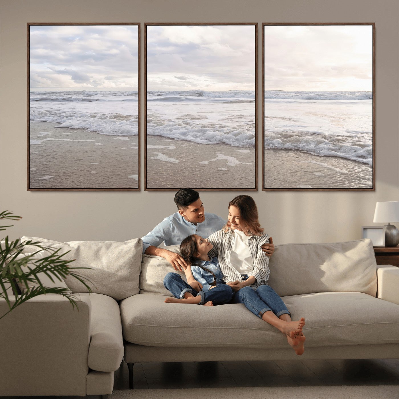 70596264-MGV-CV-36X24-Ocean Waves Wall Art Canvas Print, Framed Coastal Shoreline Art Picture Print, Sea Foam Perfect Coastal Minimalist Decor Artwork