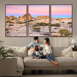 96167137-MGV-CV-36X24-Vibrant Sunset Sky Wall Art Canvas Print, Framed Joshua Tree Art Picture Print, Rugged Terrain Perfect Southwestern Boho Decor