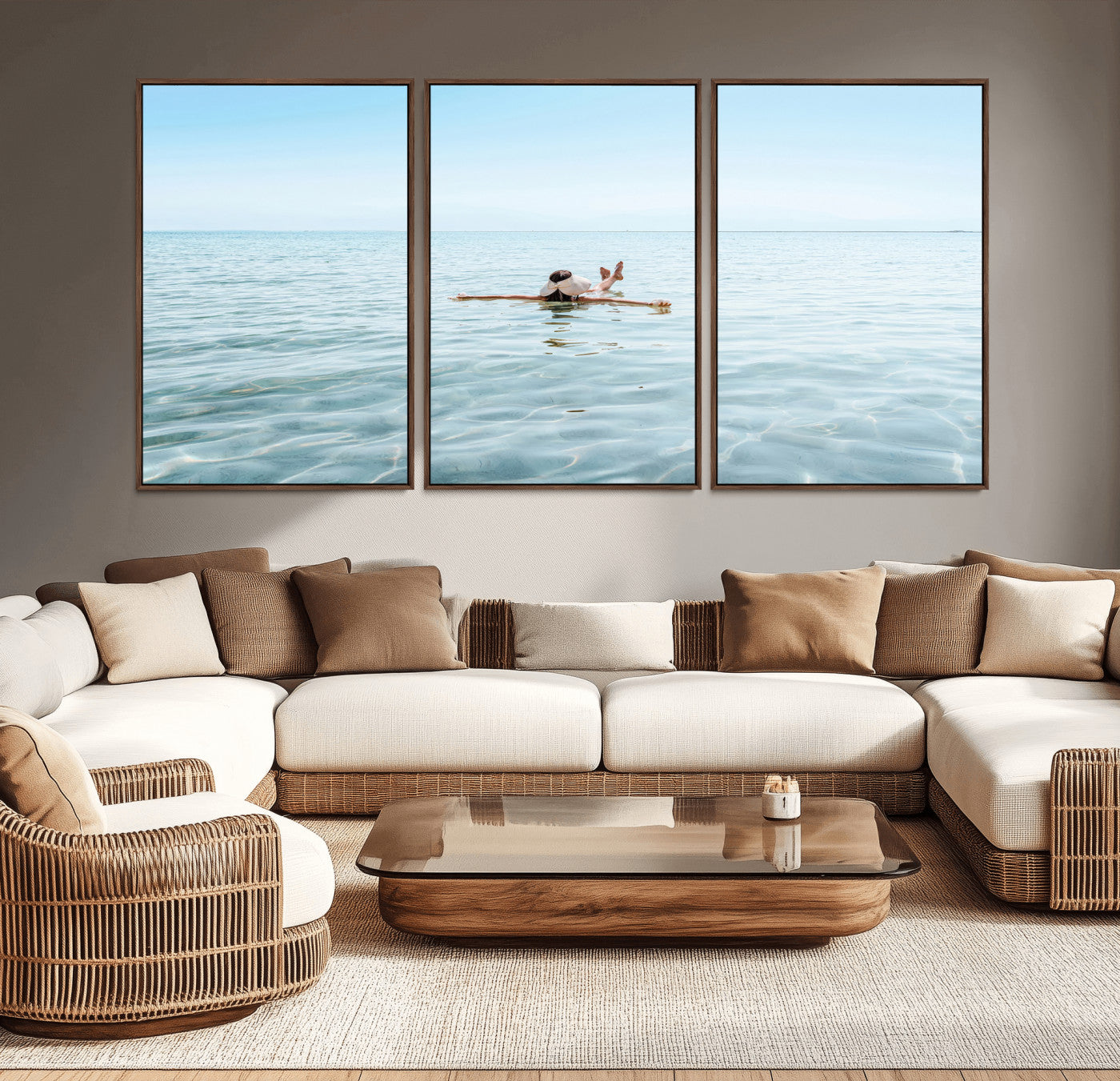 32624554-MGV-CV-36X24-Swimming Relaxation Wall Art Canvas Print, Framed Peaceful Water Art Picture Print, Clear Sea Perfect Minimalist Aquatic Decor