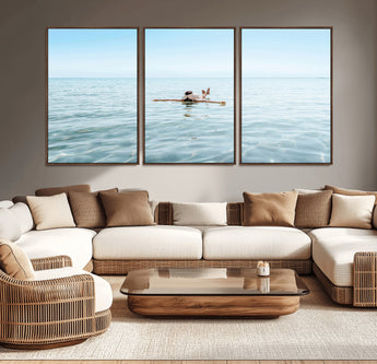 32624554-MGV-CV-36X24-Swimming Relaxation Wall Art Canvas Print, Framed Peaceful Water Art Picture Print, Clear Sea Perfect Minimalist Aquatic Decor