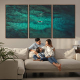 93287752-MGV-CV-36X24-Ocean Surf Wall Art Canvas Print, Framed Blue Waters Art Picture Print, Vibrant Seascape Perfect Coastal Adventure Decor Artwork