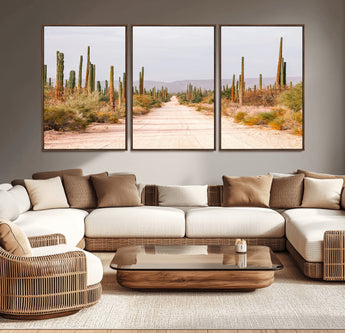30742780-MGV-CV-36X24-Desert Cactus Wall Art Canvas Print, Framed Southwestern Art Picture Print, Bohemian Western Perfect Southwestern Boho Decor