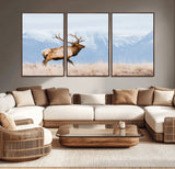 96024025-MGV-CV-36X24-Elk Photography Wall Art Canvas Print, Framed Mountain Wildlife Art Picture Print, Rustic Lodge Decor Perfect Rustic Lodge Decor
