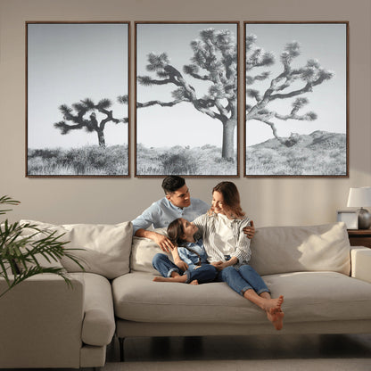 29996209-MGV-CV-36X24-Joshua Tree Art Wall Art Canvas Print, Framed Black White Landscape Art Picture Print, Desert Tree Decor Perfect Southwestern Boho