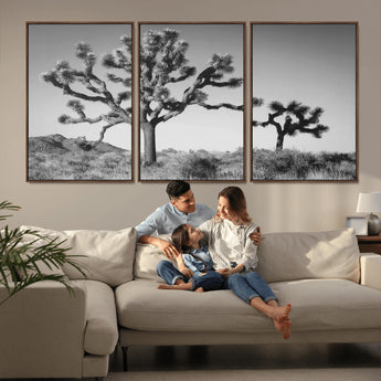 50975475-MGV-CV-36X24-Joshua Tree Art Wall Art Canvas Print, Framed Desert Tree Print Art Picture Print, Black White Nature Perfect Southwestern Boho