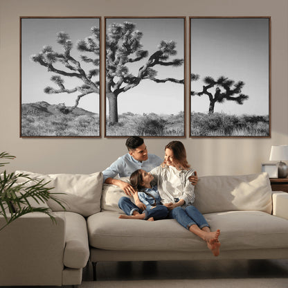 50975475-MGV-CV-36X24-Joshua Tree Art Wall Art Canvas Print, Framed Desert Tree Print Art Picture Print, Black White Nature Perfect Southwestern Boho