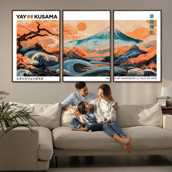 88785870-MGV-CV-36X24-Japanese Great Wave & Mt Fuji Wall Art – Ukiyo e Style Landscape Print with Flowing River, Autumn Mountain Poster, Oriental Asian