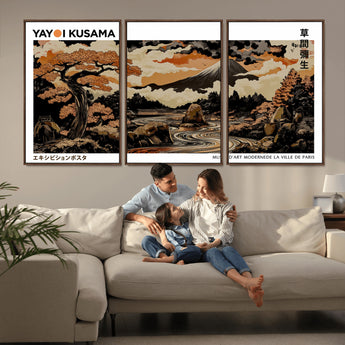 96372548-MGV-CV-36X24-Japanese Landscape Wall Art Print – Mt. Fuji Poster with Bonsai Tree & River, Ukiyo-e Inspired Modern Japanese Artwork, Autumn