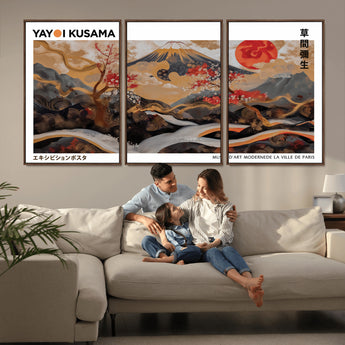 85375874-MGV-CV-36X24-Mount Fuji Abstract Wall Art – Japanese Landscape Canvas Print, Cherry Blossom & Red Sun Painting, Elegant Modern Zen Asian Home