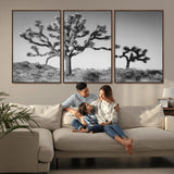 93692513-MGV-CV-36X24-Joshua Tree Wall Art Canvas Print, Framed Monochrome Desert Art Picture Print, Minimalist Nature Scene Perfect Southwestern