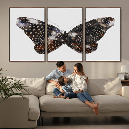 99831147-MGV-CV-36X24-Spotted Butterfly Wall Art Canvas Print, Framed Neutral Insect Theme Art Picture Print, Earthy Wing Pattern Perfect Modern Rustic