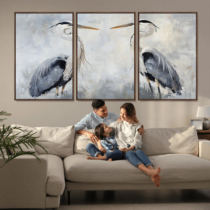 90806932-MGV-CV-36X24-Heron Wall Art Wall Art Canvas Print, Framed Bird Canvas Decor Art Picture Print, Nature Inspired Perfect Coastal Minimalist Decor