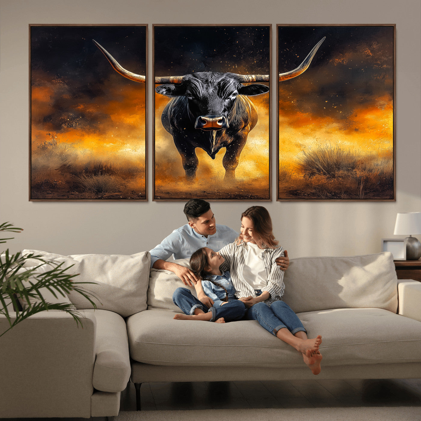 58293979-MGV-CV-36X24-Longhorn Canvas Wall Art Canvas Print, Framed Bold Bull Wall Art Art Picture Print, Western Animal Decor Perfect Western Dramatic
