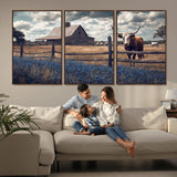 51092814-MGV-FC-60X30-3P_Walnut-Texas Longhorn Wall Art Wall Art Canvas Print, Framed Rustic Barn Canvas Art Picture Print, Farmhouse Cow Decor Perfect Rustic