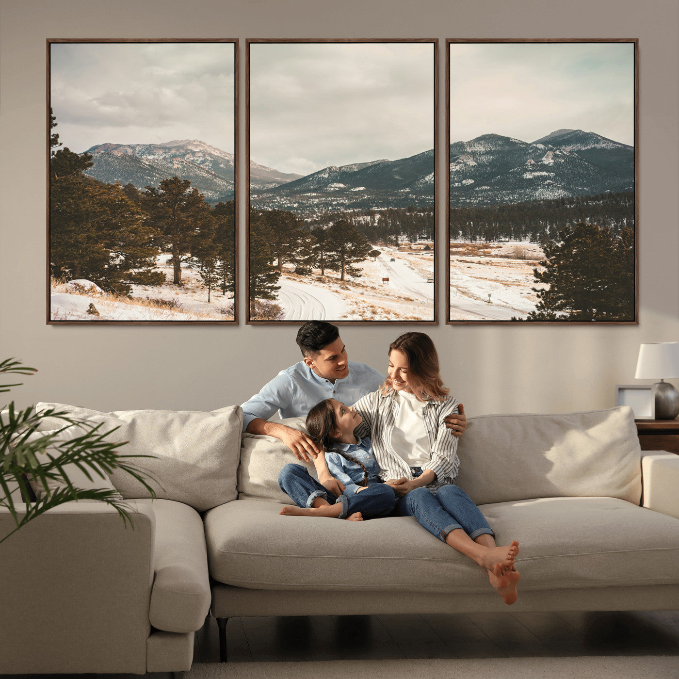 77311749-MGV-CV-36X24-Mountain Landscape Wall Art Canvas Print, Framed Snowy Peaks Art Picture Print, Alpine Aesthetic Perfect Rustic Winter Decor