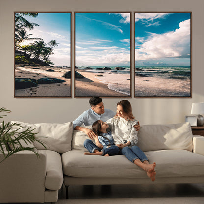 95301406-MGV-CV-36X24-Tropical Beach Wall Art Canvas Print, Framed Ocean Waves Art Picture Print, Relazxing Seascape Perfect Tropical Coastal Decor