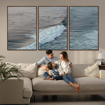 23077324-MGV-CV-36X24-Ocean Waves Wall Art Canvas Print, Framed Coastal Serenity Art Picture Print, Surf Aesthetic Perfect Modern Coastal Decor Artwork