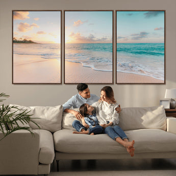 94538225-MGV-CV-36X24-Beach Sunset Wall Art Canvas Print, Framed Ocean Waves Art Picture Print, Summer Escape Perfect Coastal Serenity Decor Artwork