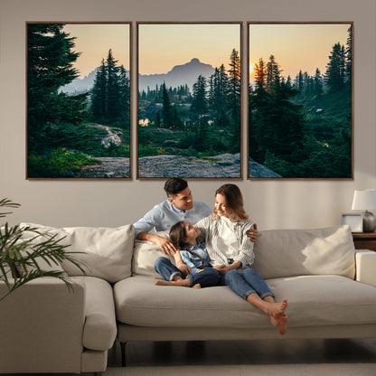 66397982-MGV-CV-36X24-Mountain Landscape Wall Art Canvas Print, Framed Forest Serenity Art Picture Print, Mountain Landscape Perfect Rustic Wilderness