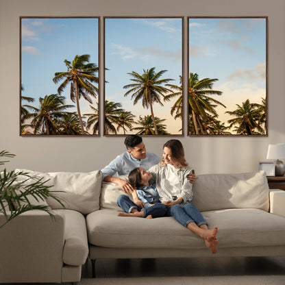 99033771-MGV-CV-36X24-Palm Trees Wall Art Canvas Print, Framed Tropical Vibes Art Picture Print, Coastal Sunset Perfect Coastal Boho Decor Artwork