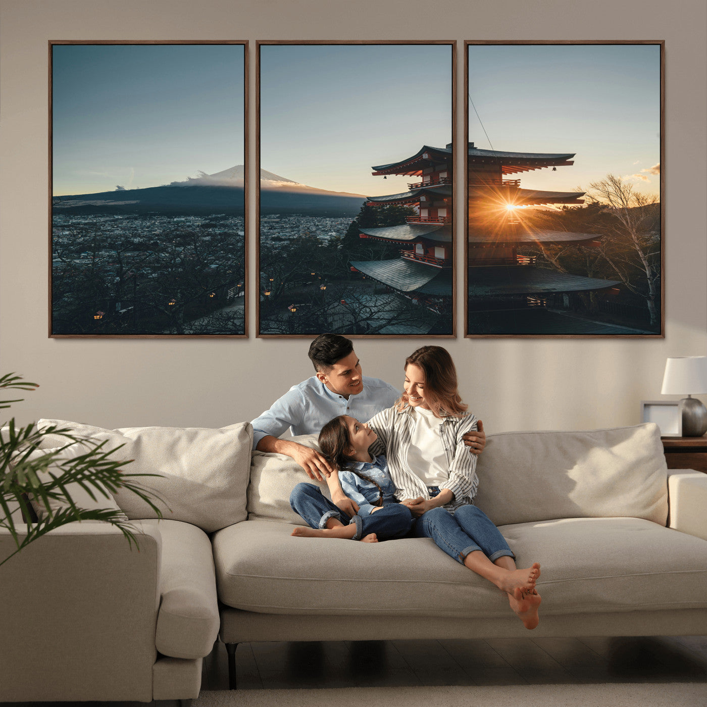 87729656-MGV-CV-36X24-Mount Fuji Wall Art Canvas Print, Framed Japan Travel Art Picture Print, Chureito Pagoda Perfect Zen Minimalism Decor Artwork