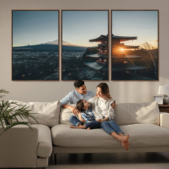 87729656-MGV-CV-36X24-Mount Fuji Wall Art Canvas Print, Framed Japan Travel Art Picture Print, Chureito Pagoda Perfect Zen Minimalism Decor Artwork