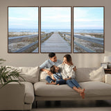 31602988-MGV-CV-36X24-Beach Boardwalk Wall Art Canvas Print, Framed Coastal Serenity Art Picture Print, Ocean View Perfect Coastal Minimalist Decor