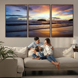 36714356-MGV-CV-36X24-Beach Sunset Wall Art Canvas Print, Framed Ocean Waves Art Picture Print, Tropical Seascape Perfect Coastal Serenity Decor Artwork