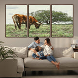 91866234-MGV-CV-36X24-Texas Longhorn Wall Art Canvas Print, Framed Rustic Ranch Art Picture Print, Western Cattle Perfect Rustic Farmhouse Decor Artwork