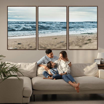 81812590-MGV-CV-36X24-Ocean Wall Art Wall Art Canvas Print, Framed Coastal Canvas Art Picture Print, Moody Seascape Perfect Coastal Minimalist Decor