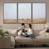 14761944-MGV-CV-36X24-Foggy Plains Wall Art Canvas Print, Framed Horseback Riders Art Picture Print, Rustic Western Perfect Rustic Western Decor Artwork