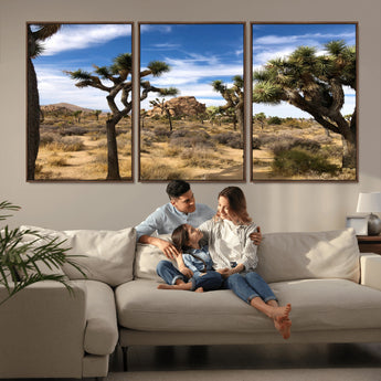 25722592-MGV-CV-36X24-Joshua Tree Desert Wall Art Canvas Print, Framed Southwestern Nature Art Picture Print, Rustic Earth Tones Perfect Southwestern