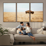 61392510-MGV-CV-36X24-Buffalo Wall Art Wall Art Canvas Print, Framed Western Wildlife Decor Art Picture Print, Rustic Farmhouse Art Perfect Rustic