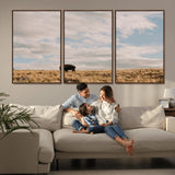 22754563-MGV-CV-36X24-Earthy Tones Wall Art Canvas Print, Framed Rustic Nature Art Picture Print, Solitary Buffalo Perfect Western Minimalist Decor