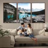 98014896-MGV-CV-36X24-Canadian Rockies Wall Art Canvas Print, Framed Mountain Landscape Art Picture Print, Turquoise Water Perfect Scandinavian