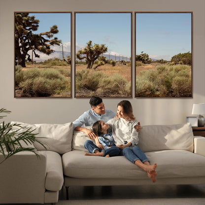 16114018-MGV-CV-36X24-Joshua Tree Wall Art Canvas Print, Framed Desert Landscape Art Picture Print, Mountain Horizon Perfect Southwestern Boho Decor